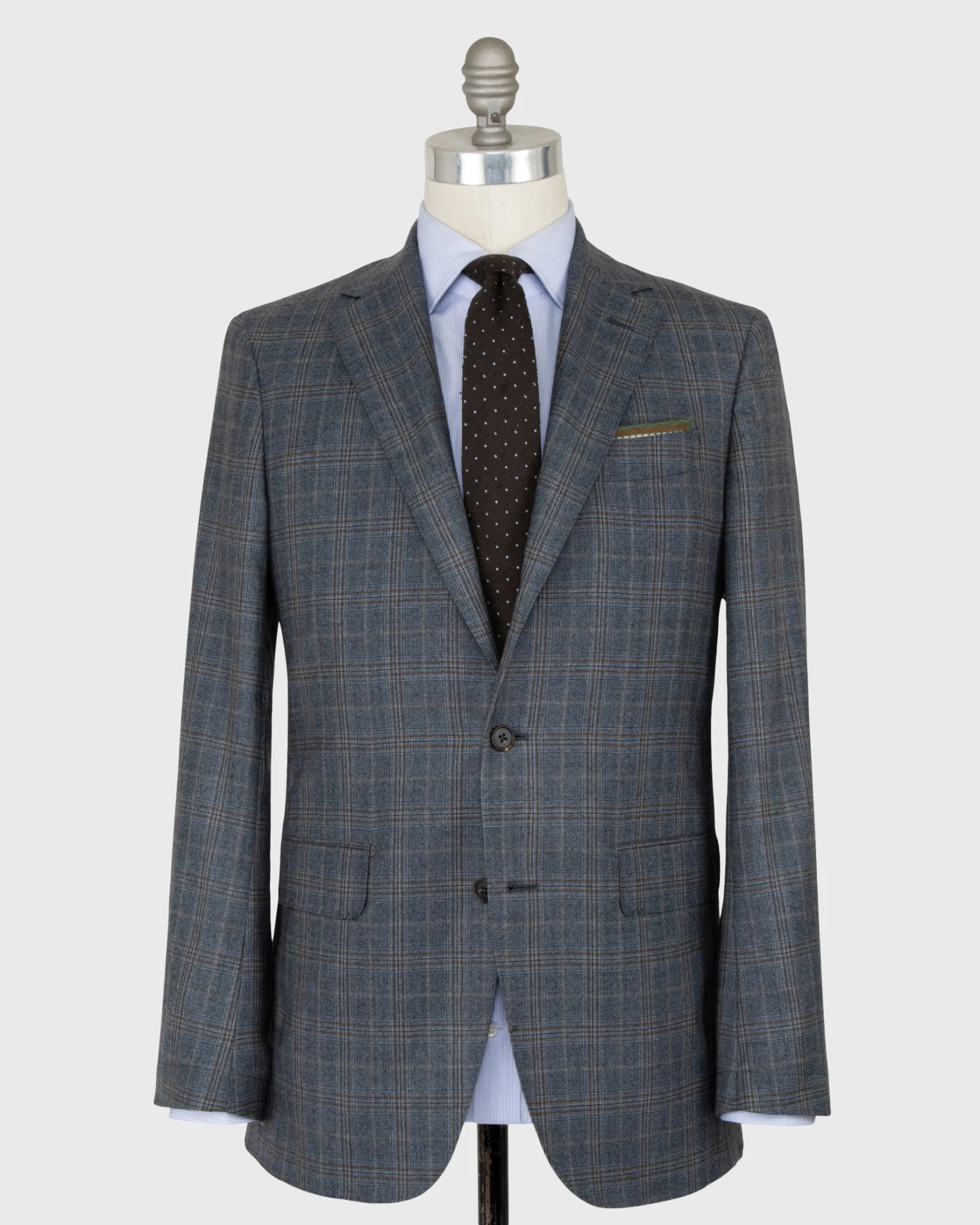 Virgil No. 2 Suit In Blue/Brown Plaid Brushed Twill
