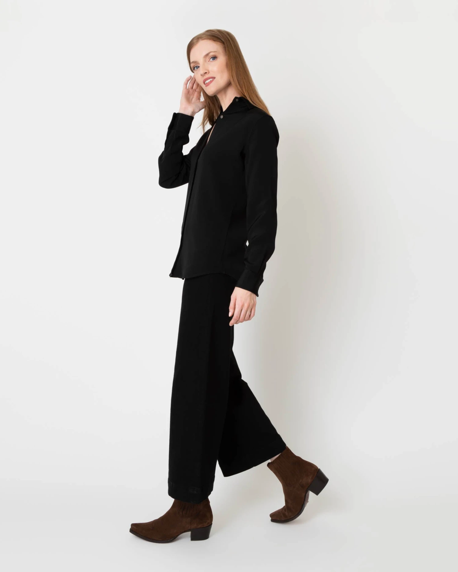 Icon Blouse In Black Silk Crepe De Chine - Image 5