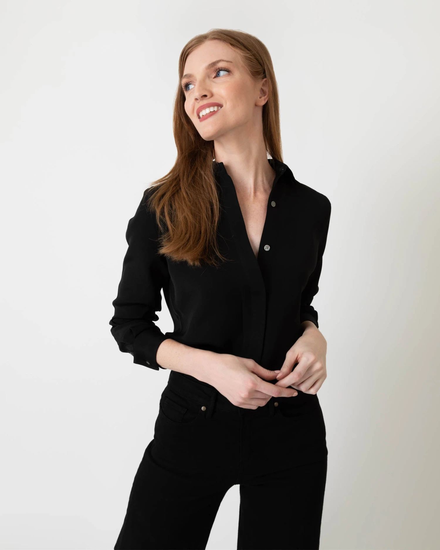 Icon Blouse In Black Silk Crepe De Chine - Image 3