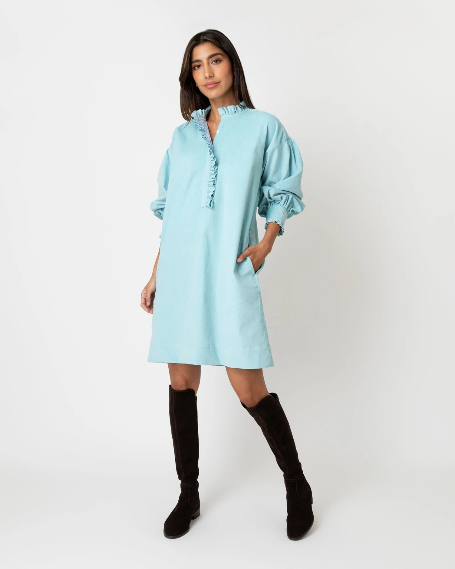 Adaline Dress In Skyline Stretch Cord