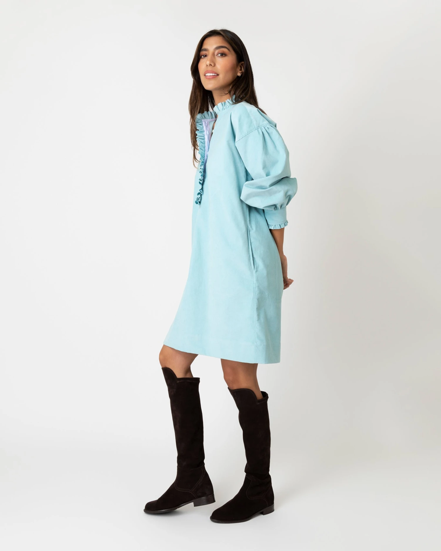 Adaline Dress In Skyline Stretch Cord - Image 3