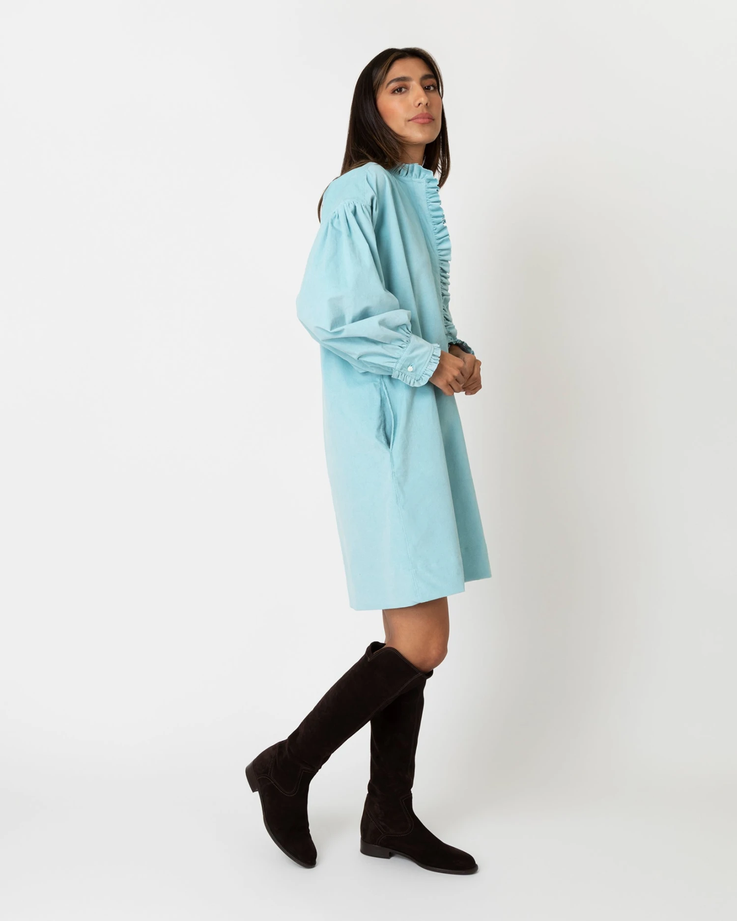 Adaline Dress In Skyline Stretch Cord - Image 4