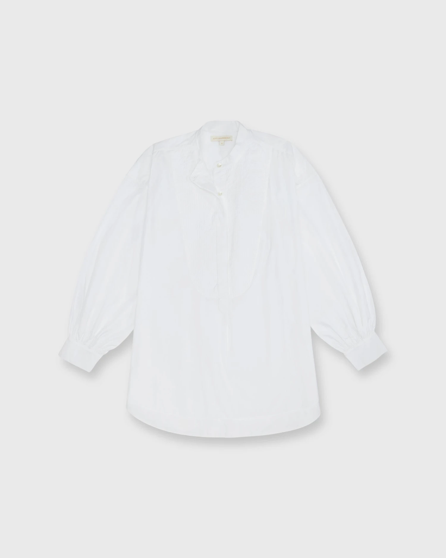 Indira Bib-Front Tunic In White Poplin