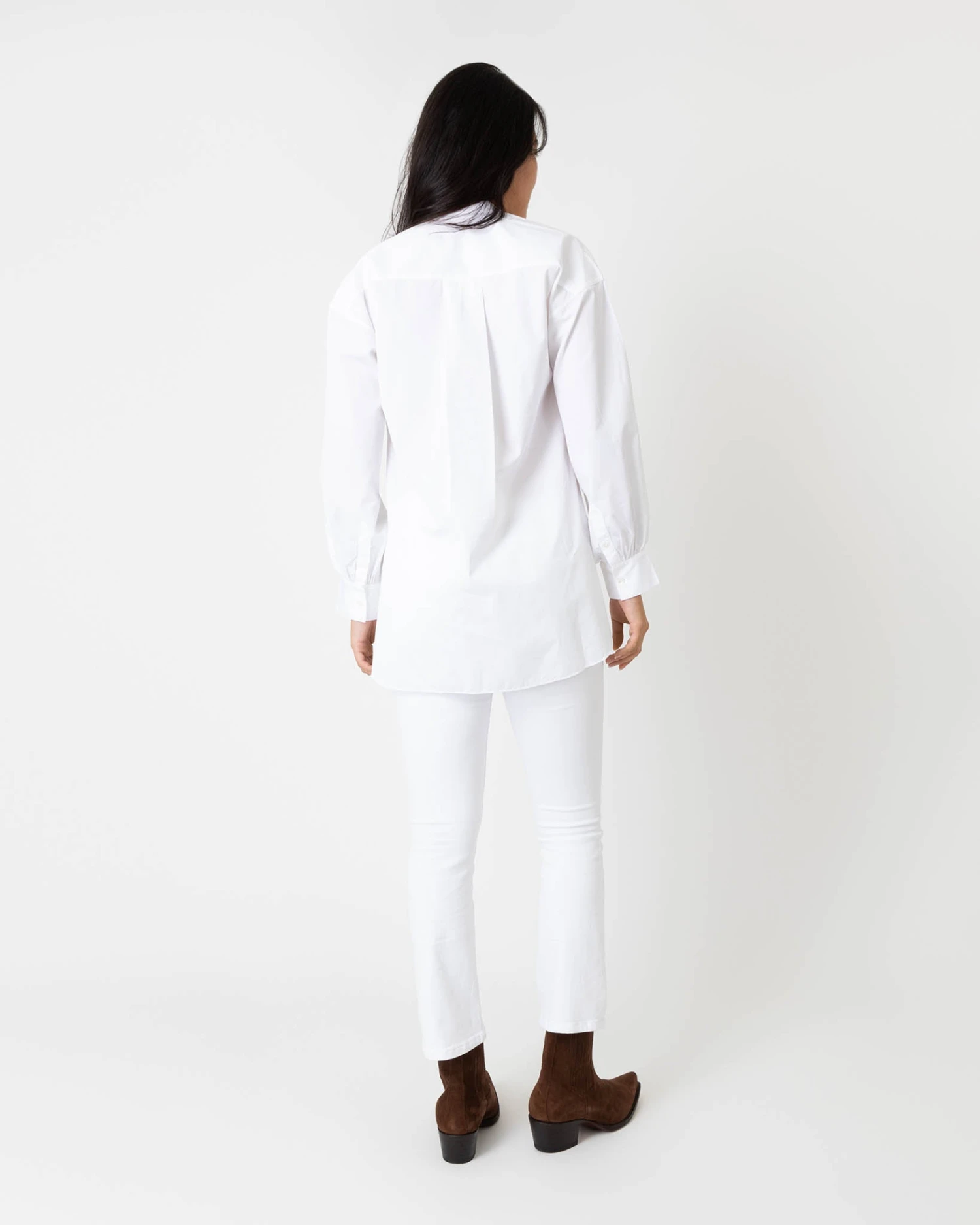 Indira Bib-Front Tunic In White Poplin - Image 6