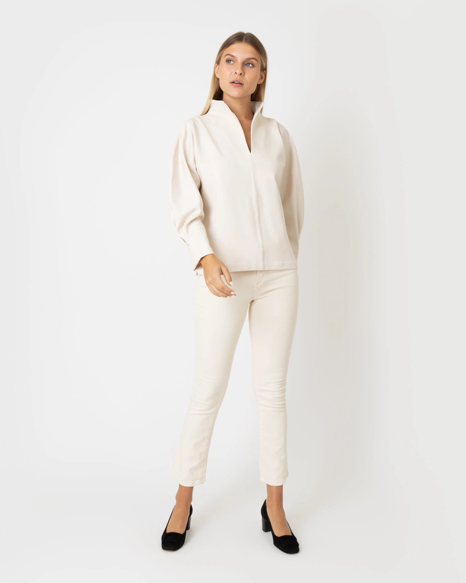 Violet Top In Bisque Bi-Stretch Tricotine - Image 2