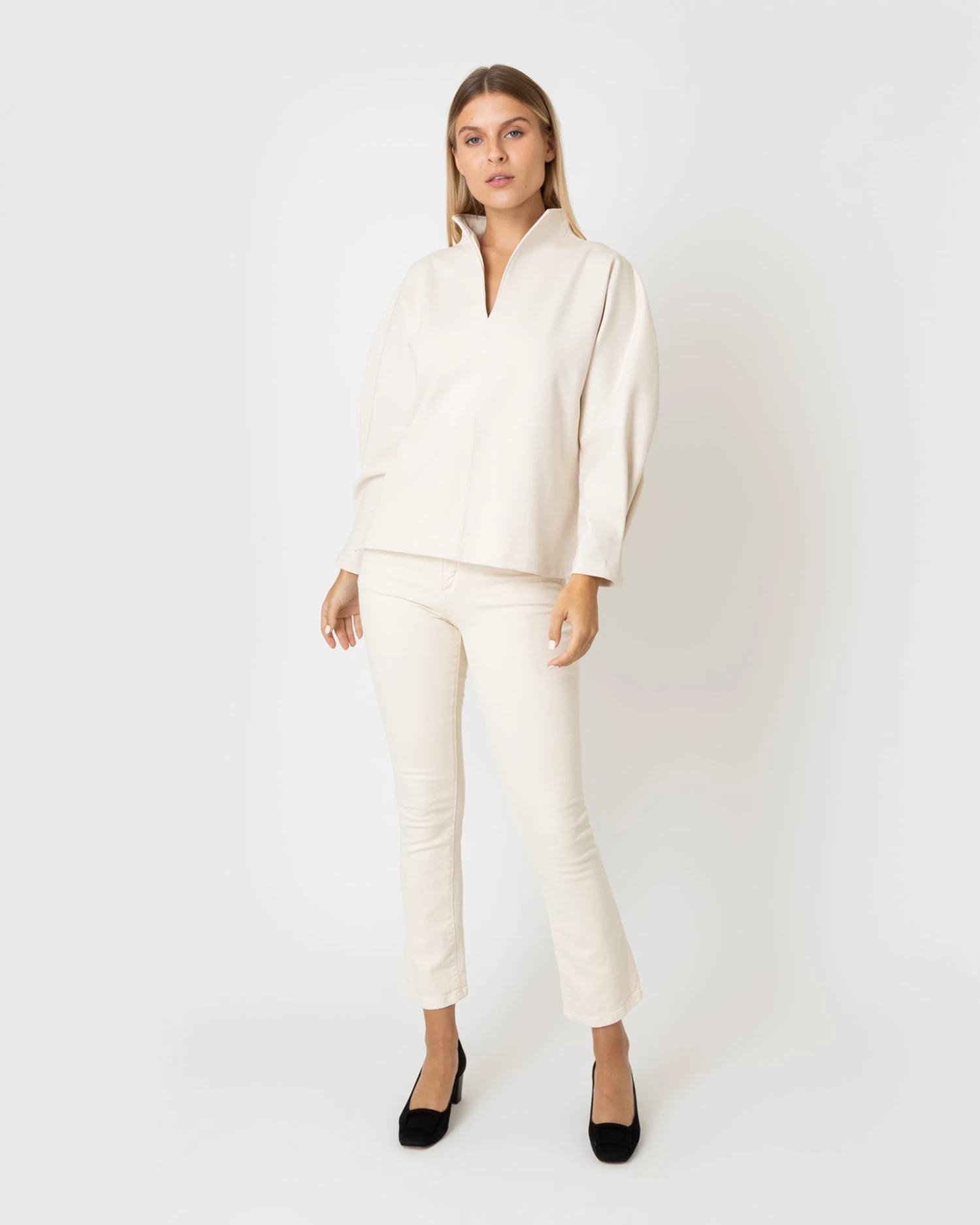 Violet Top In Bisque Bi-Stretch Tricotine - Image 6