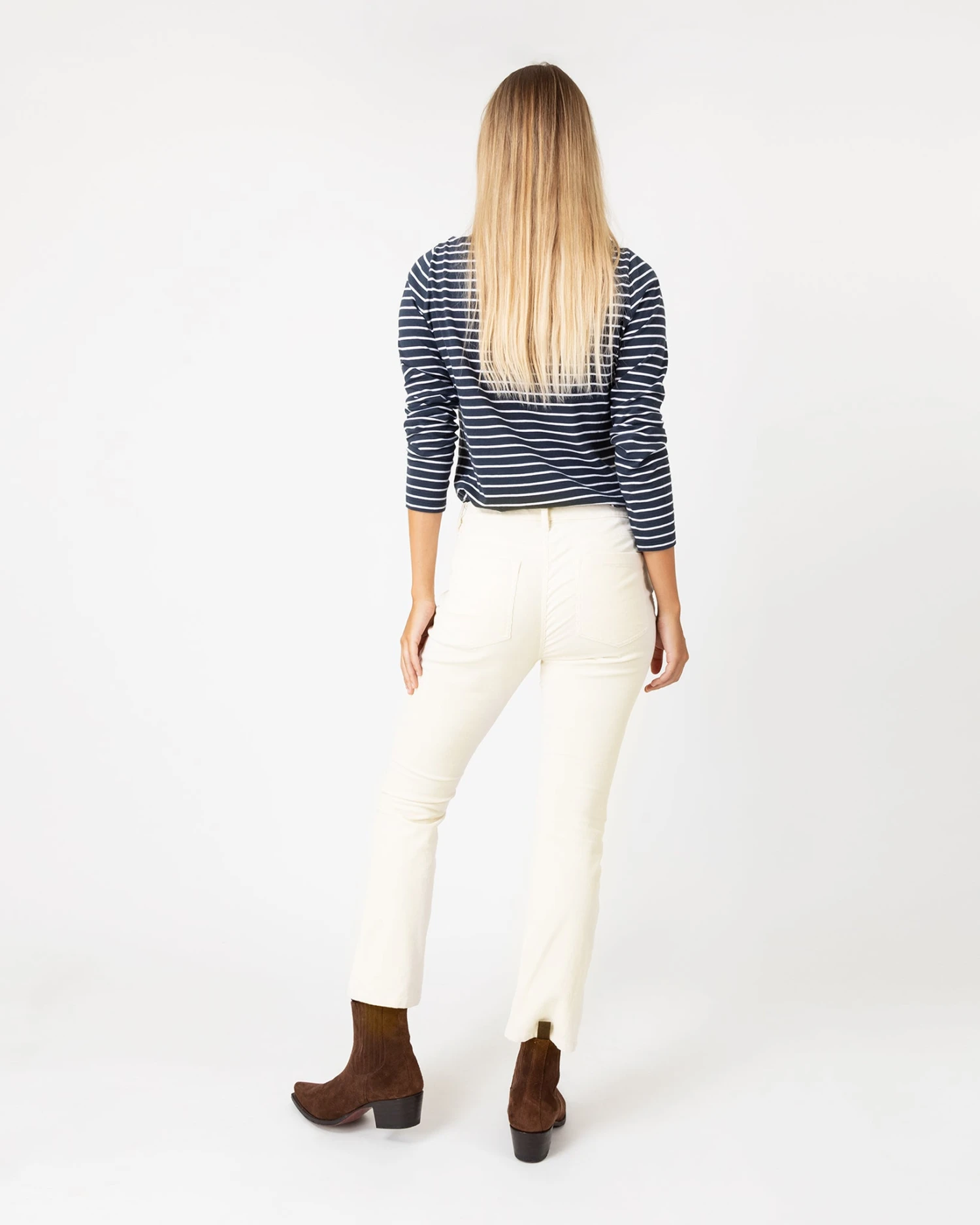 Flare Cropped 5-Pocket Pant In Ivory Stretch Cord - Image 4