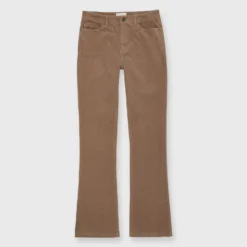 Flare Cropped 5-Pocket Pant In Taupe Stretch Cord