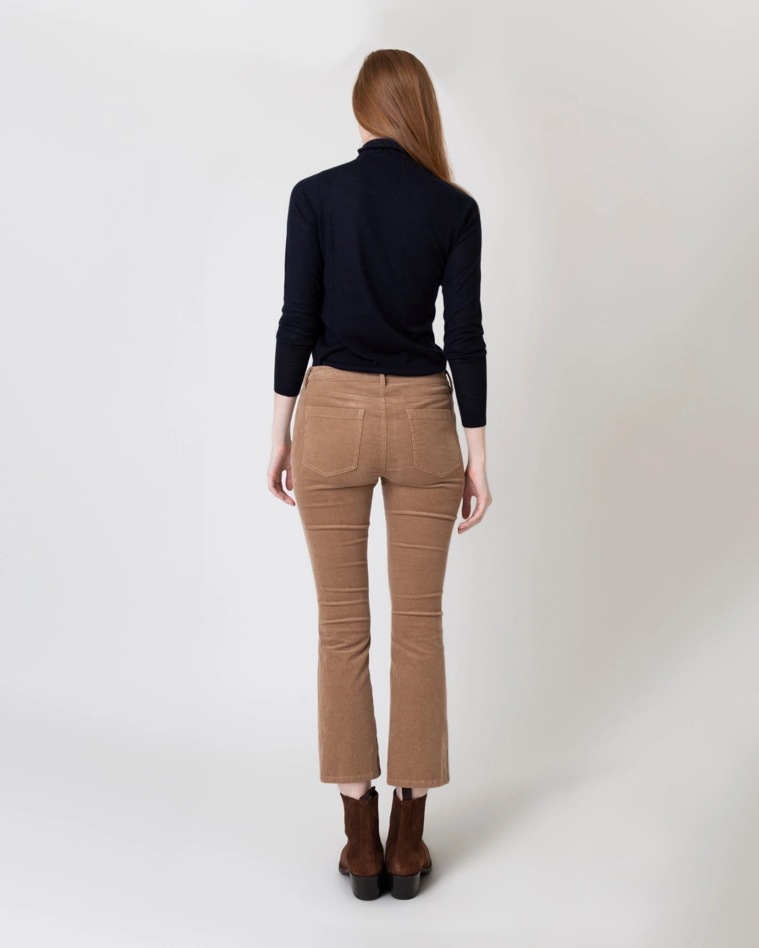 Flare Cropped 5-Pocket Pant In Taupe Stretch Cord - Image 4