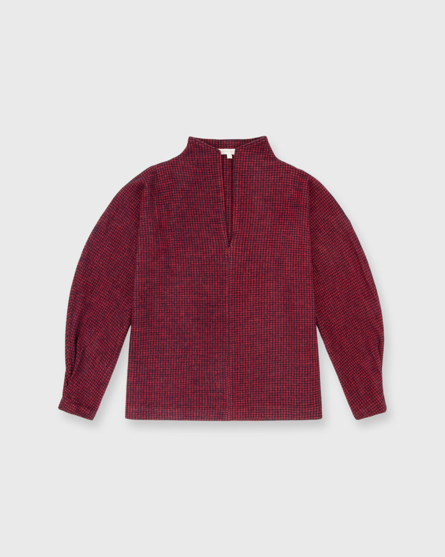 Violet Top In Red/Navy Houndstooth Brushed Knit