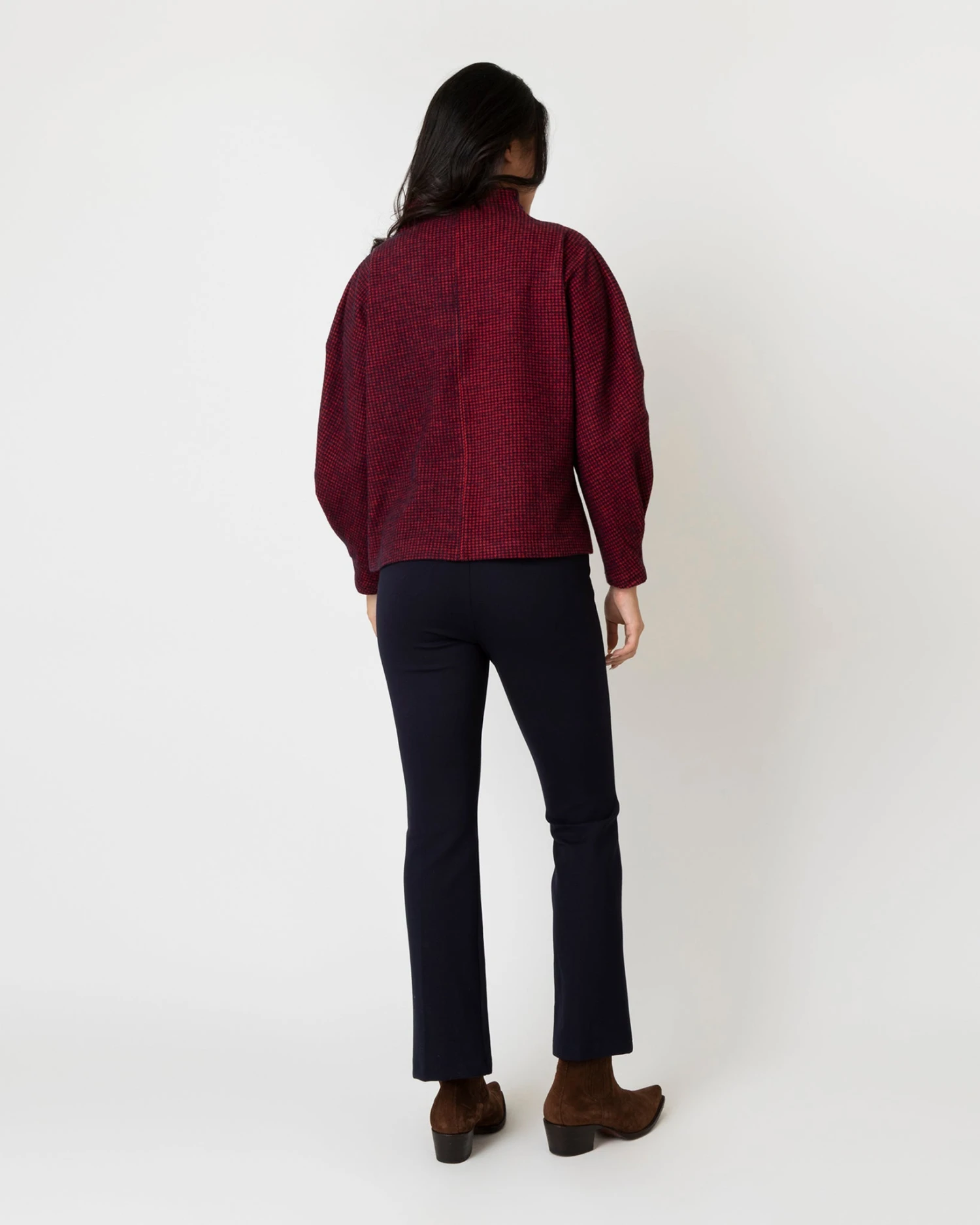 Violet Top In Red/Navy Houndstooth Brushed Knit - Image 5