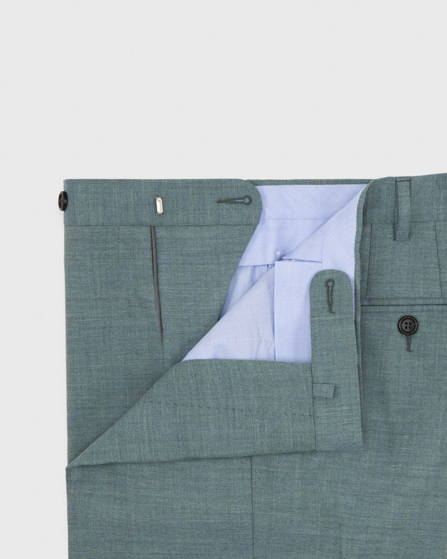 Basic Dress Trouser In Blue Sage Wool Hopsack - Image 3
