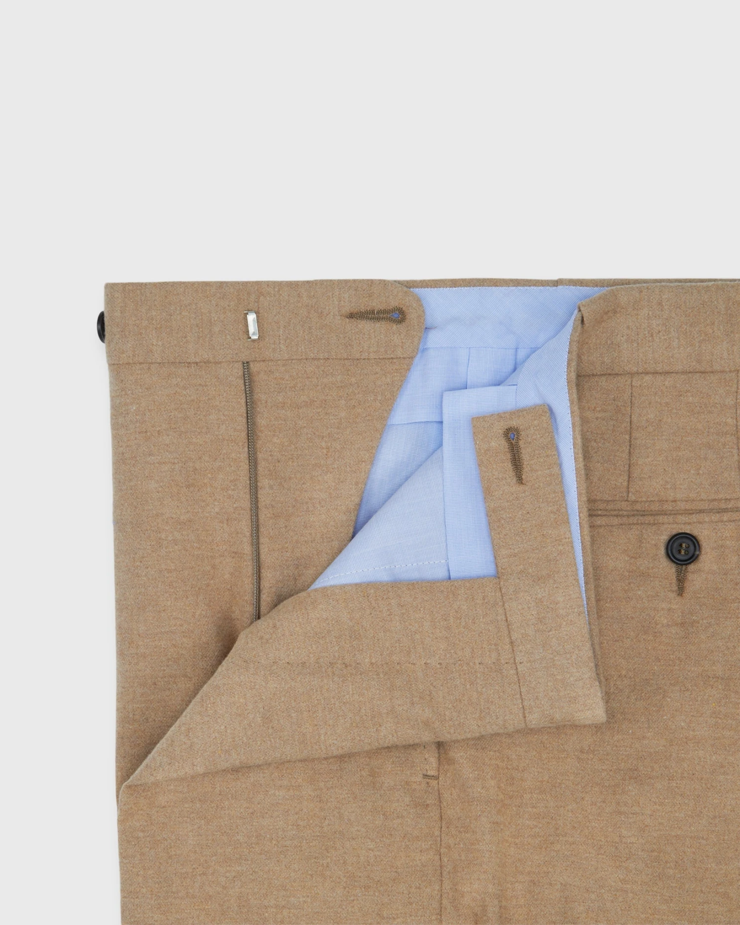 Side-Tab Dress Trouser In Camel Stretch Flannel - Image 3