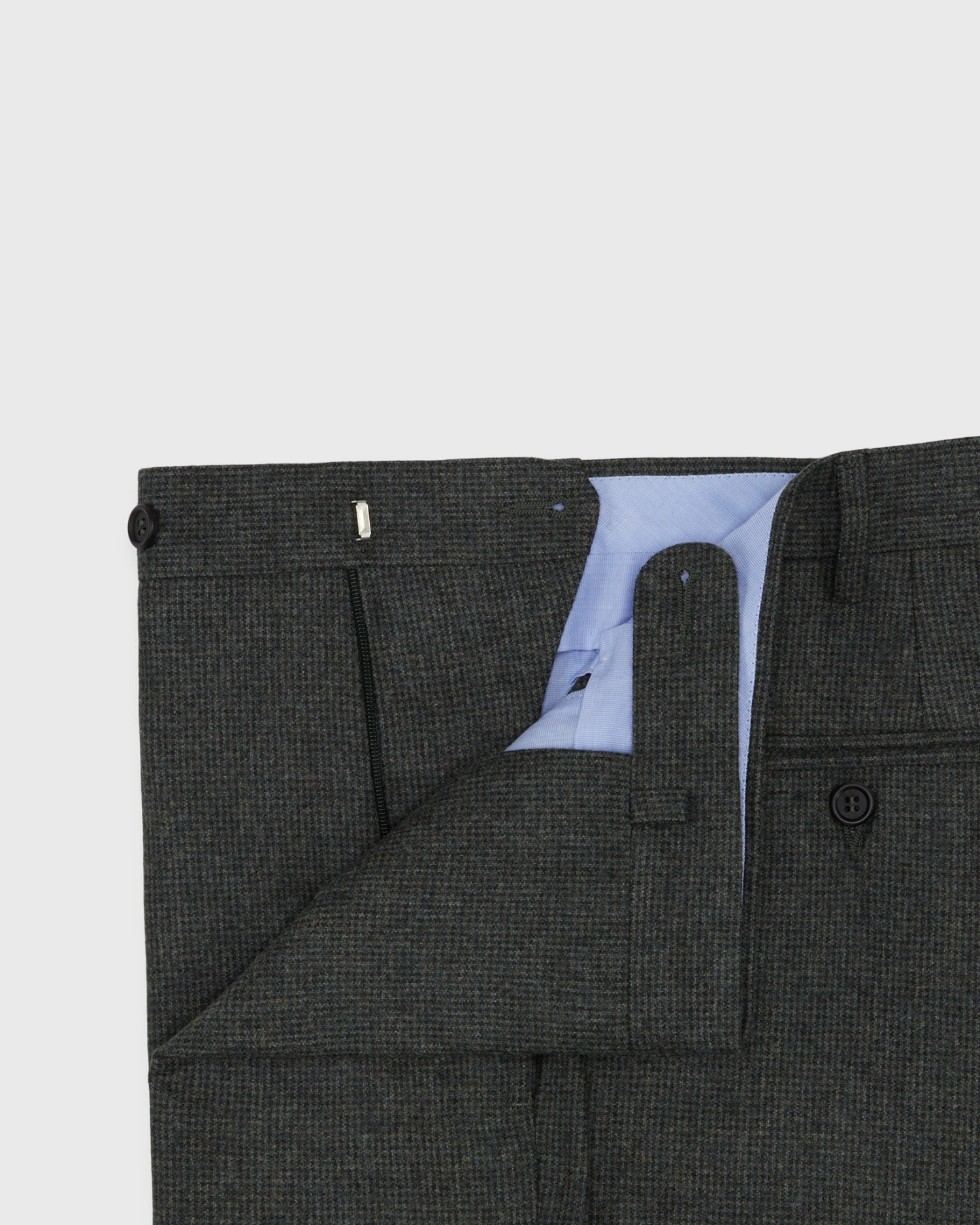 Dress Trouser In Olive Mini Houndstooth Flannel - Image 3