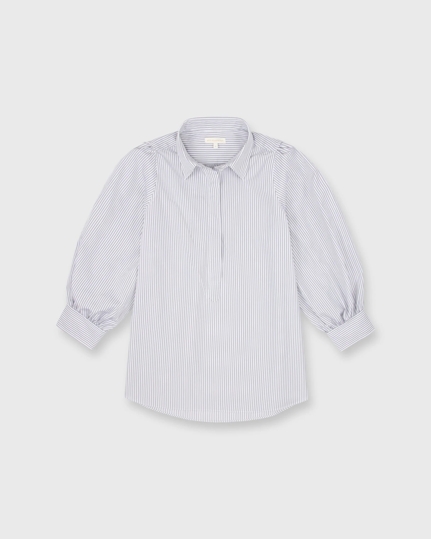 Geraldine Popover Shirt In Grey Stripe Poplin