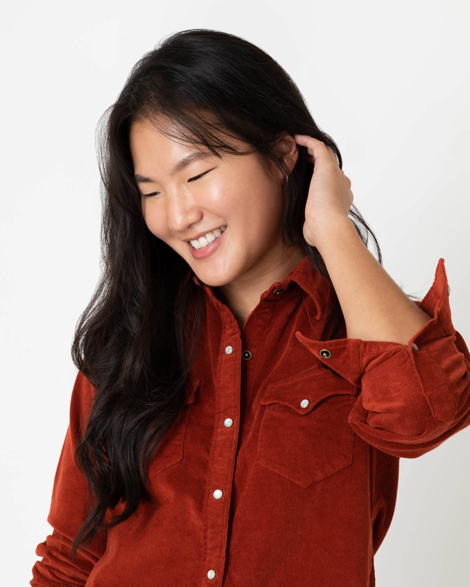 Western Shirt In Rust Stretch Cord - Image 3