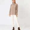 Colette Tie-Neck Blouse In Mink Silk Crepe De Chine