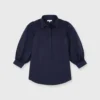 Geraldine Popover Shirt In Navy Poplin