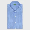 Spread Collar Dress Shirt In Dutch Blue Wide Stripe Poplin