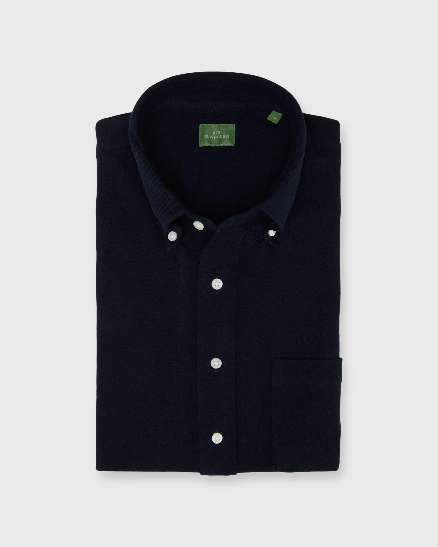 Knit Button-Down Popover Shirt In Navy Pique