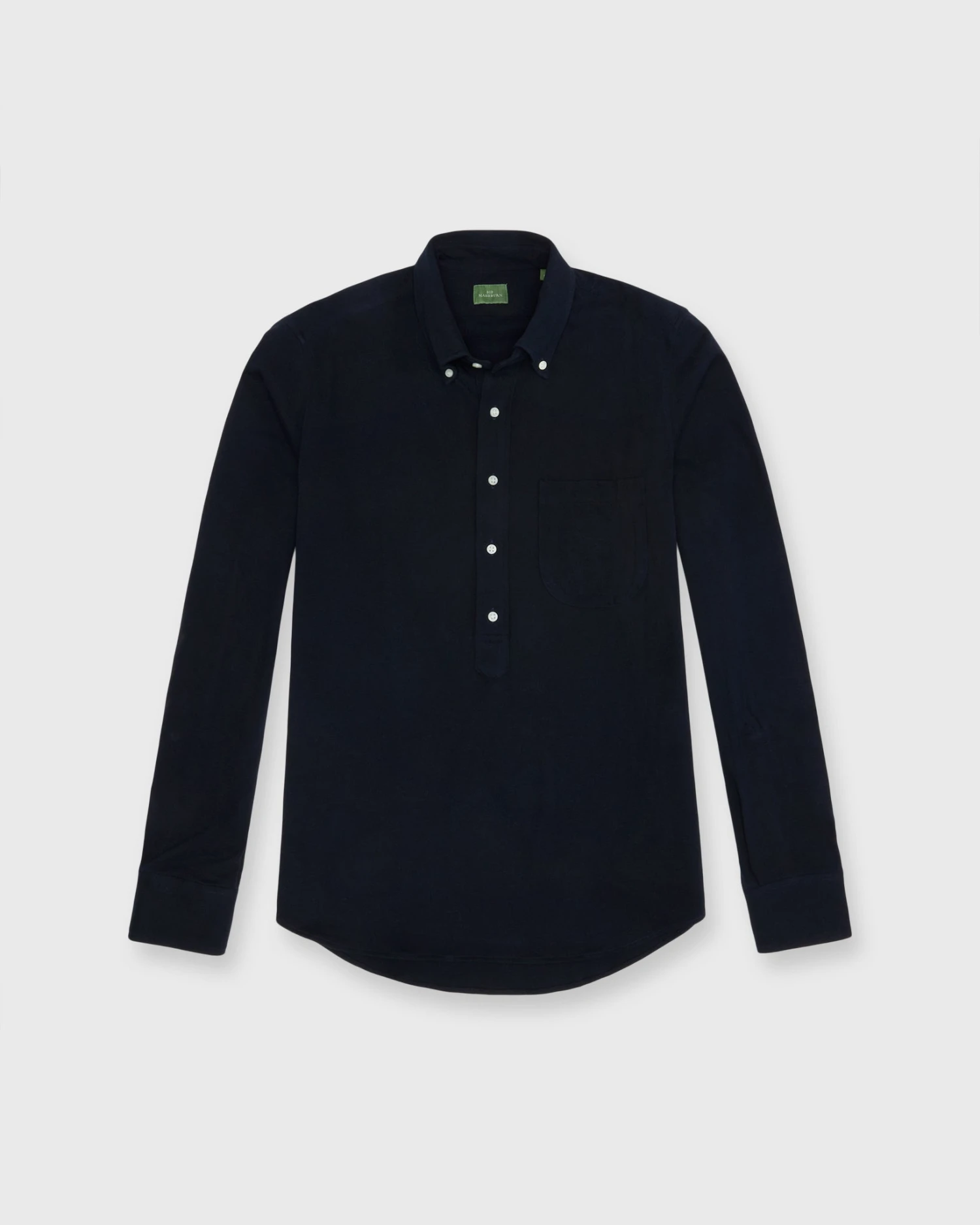 Knit Button-Down Popover Shirt In Navy Pique - Image 2