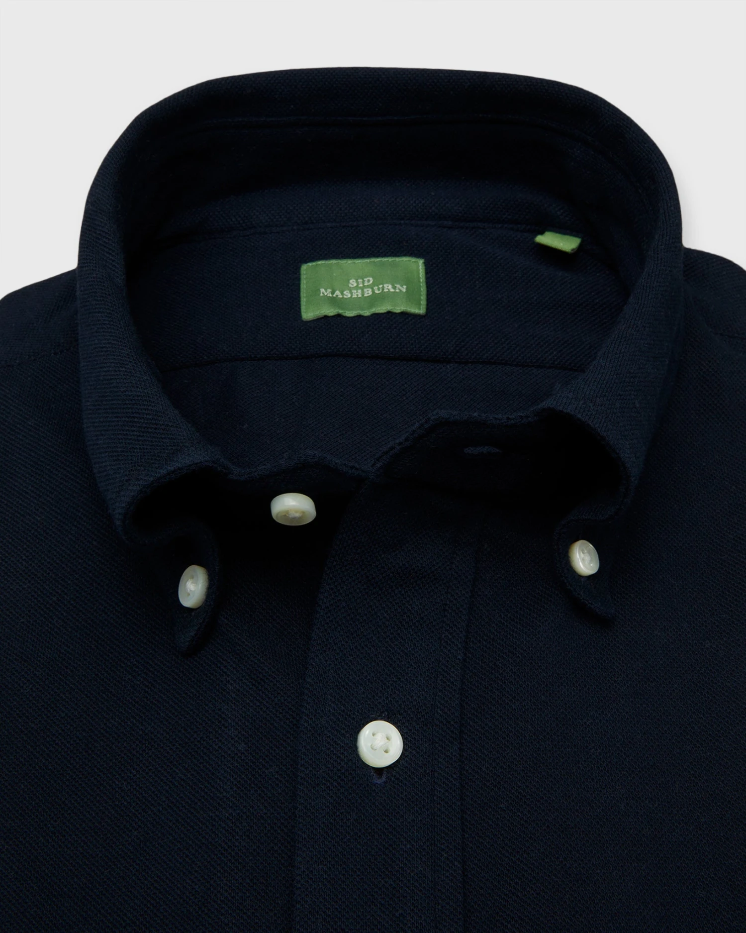 Knit Button-Down Popover Shirt In Navy Pique - Image 3