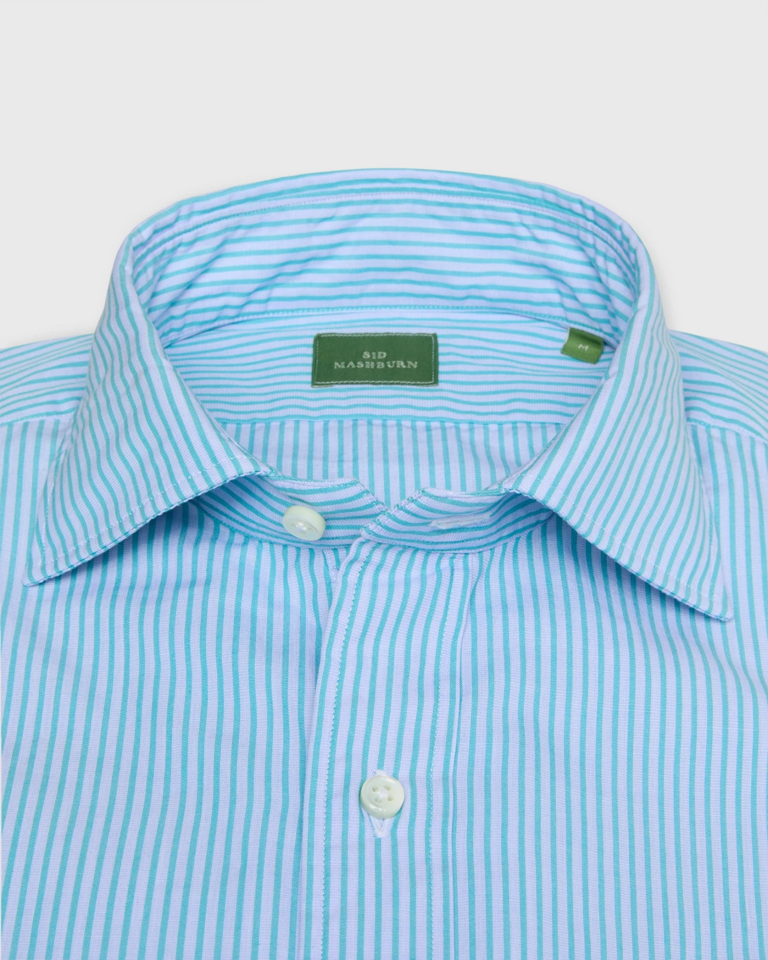 Spread Collar Sport Shirt In Sky/Seafoam Stripe End-on-End - Image 2
