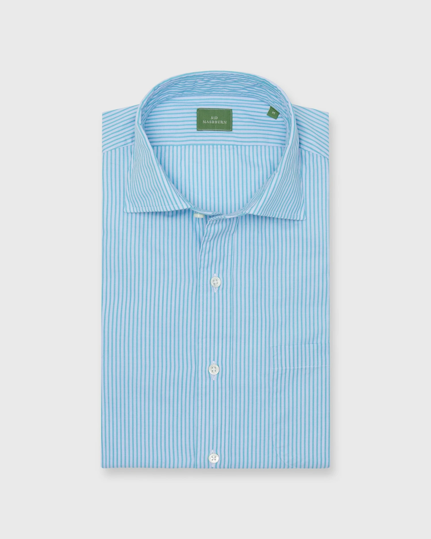 Spread Collar Sport Shirt In Sky/Seafoam Stripe End-on-End