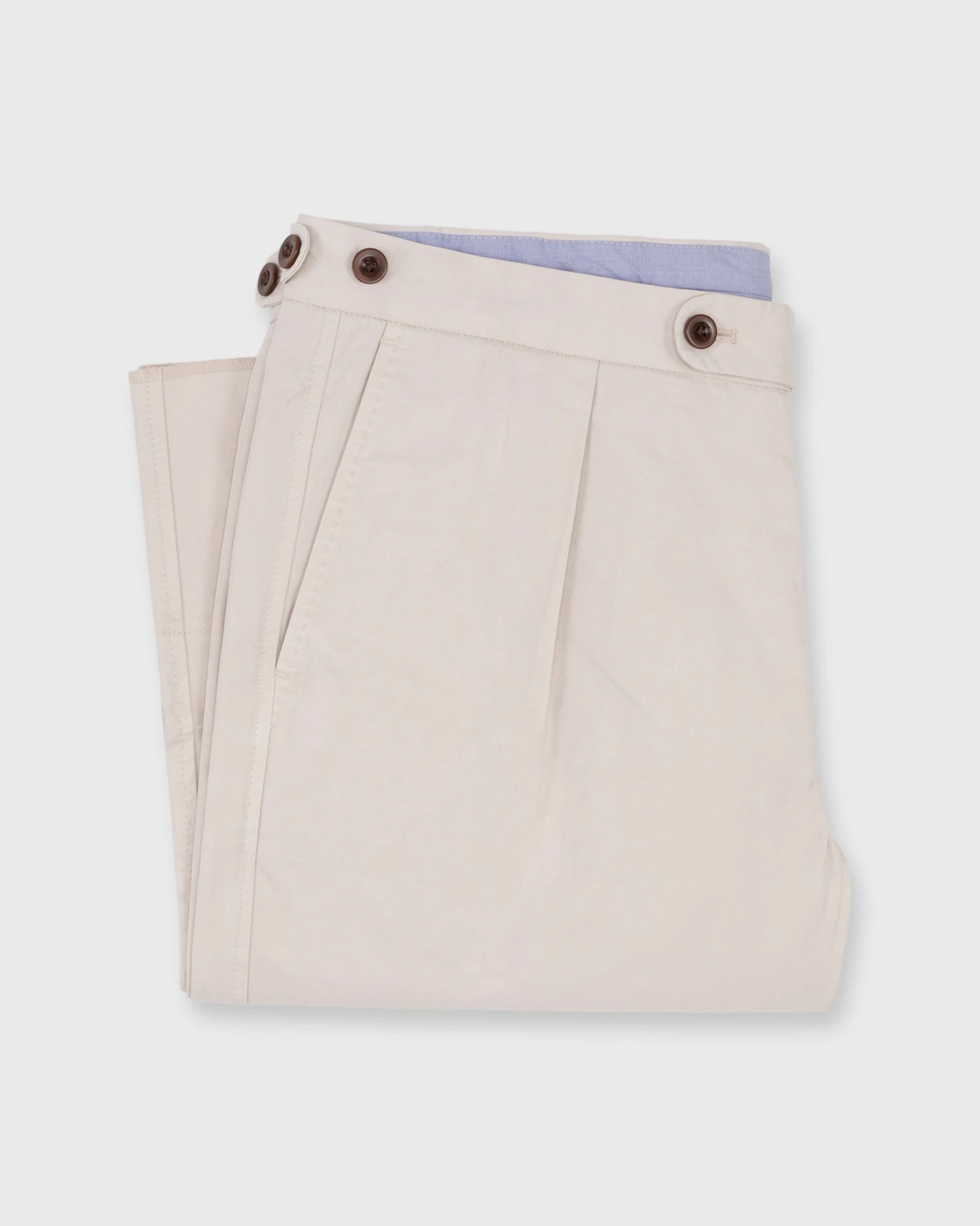 Garment-Dyed Pleated Sport Trouser In Stone Lightweight Twill - Image 2