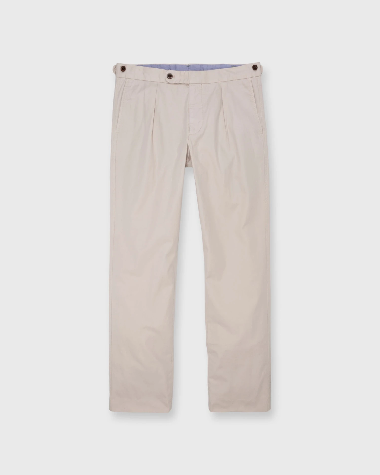 Garment-Dyed Pleated Sport Trouser In Stone Lightweight Twill