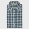 Otto Handmade Sport Shirt In Lovat/Stone/Navy Plaid Linen