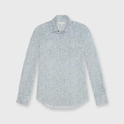 Western Shirt In Steel Blue Multi Hannah Rose Liberty Fabric