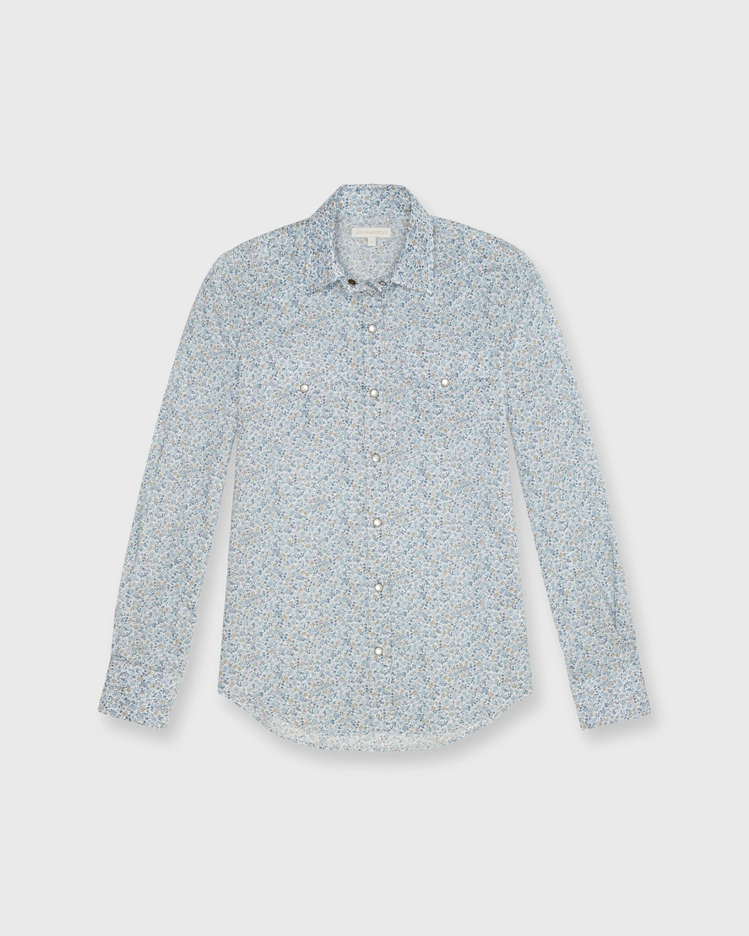 Western Shirt In Steel Blue Multi Hannah Rose Liberty Fabric