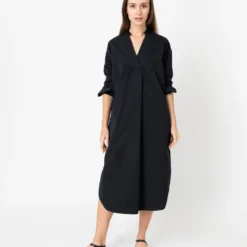 Nyala Dress In Black Poplin