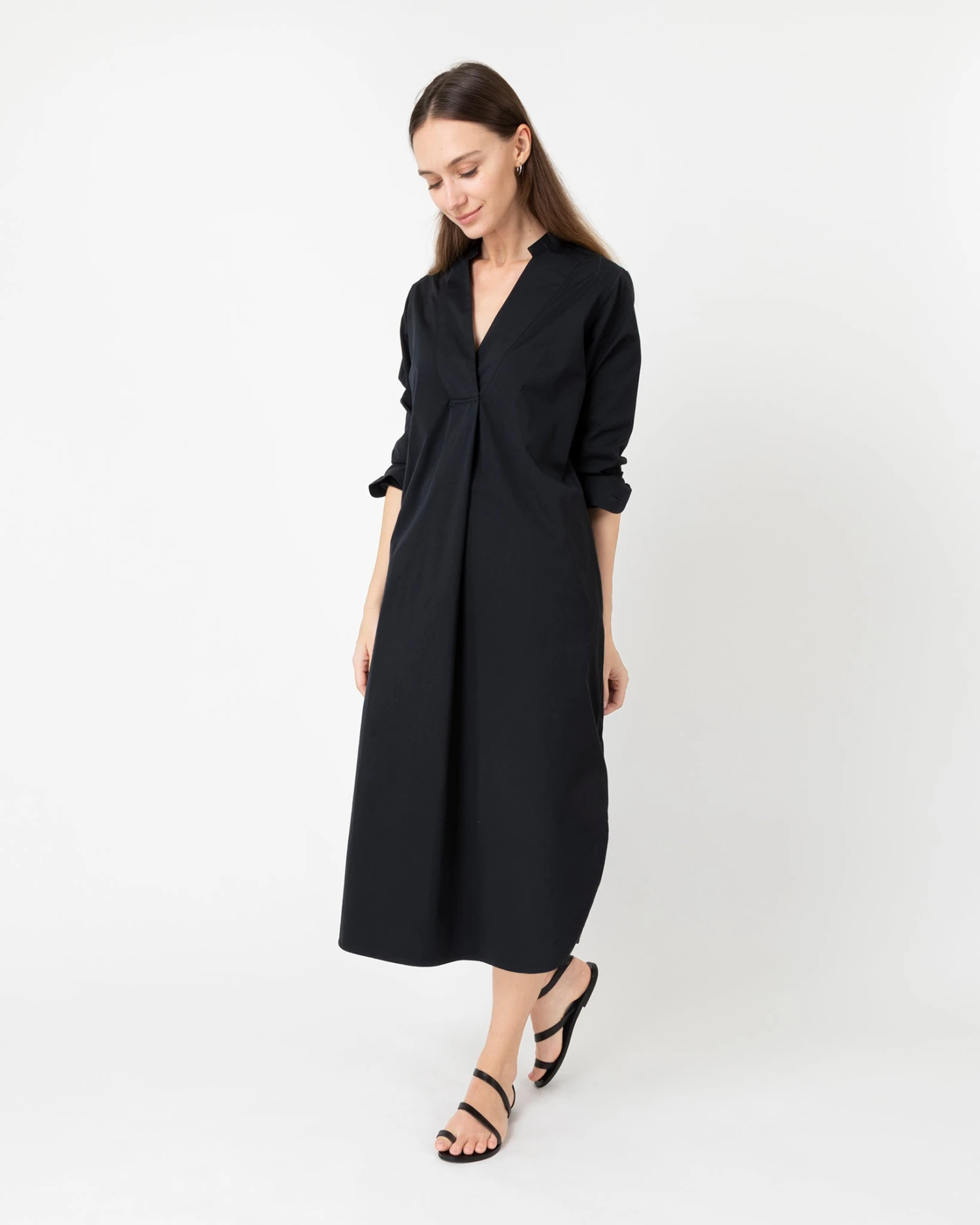 Nyala Dress In Black Poplin - Image 3