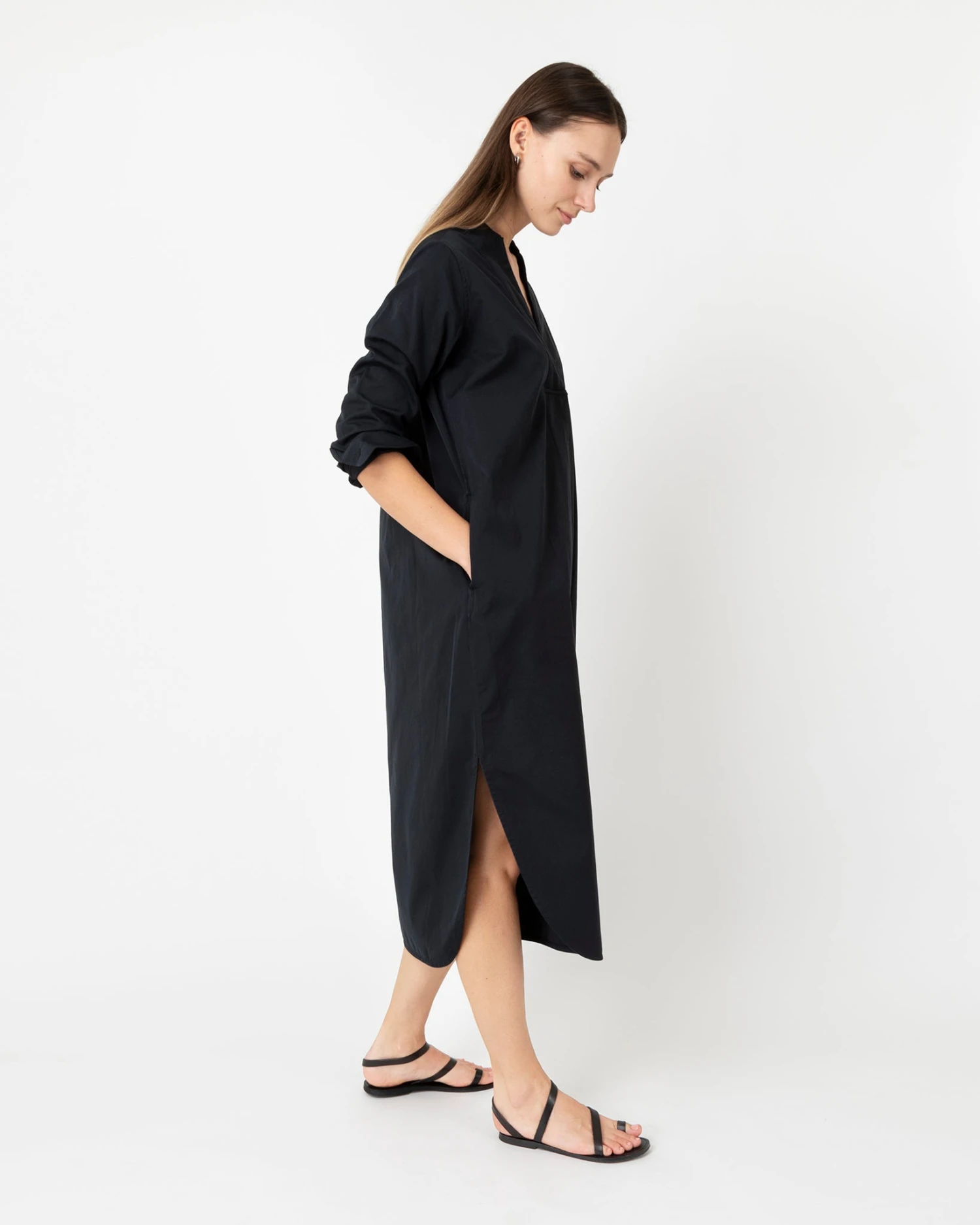 Nyala Dress In Black Poplin - Image 2