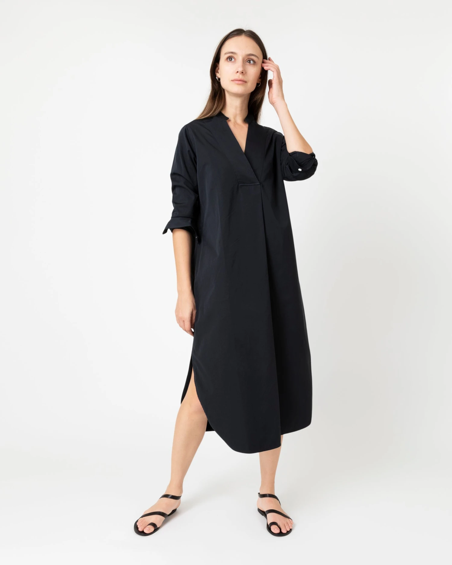 Nyala Dress In Black Poplin - Image 4