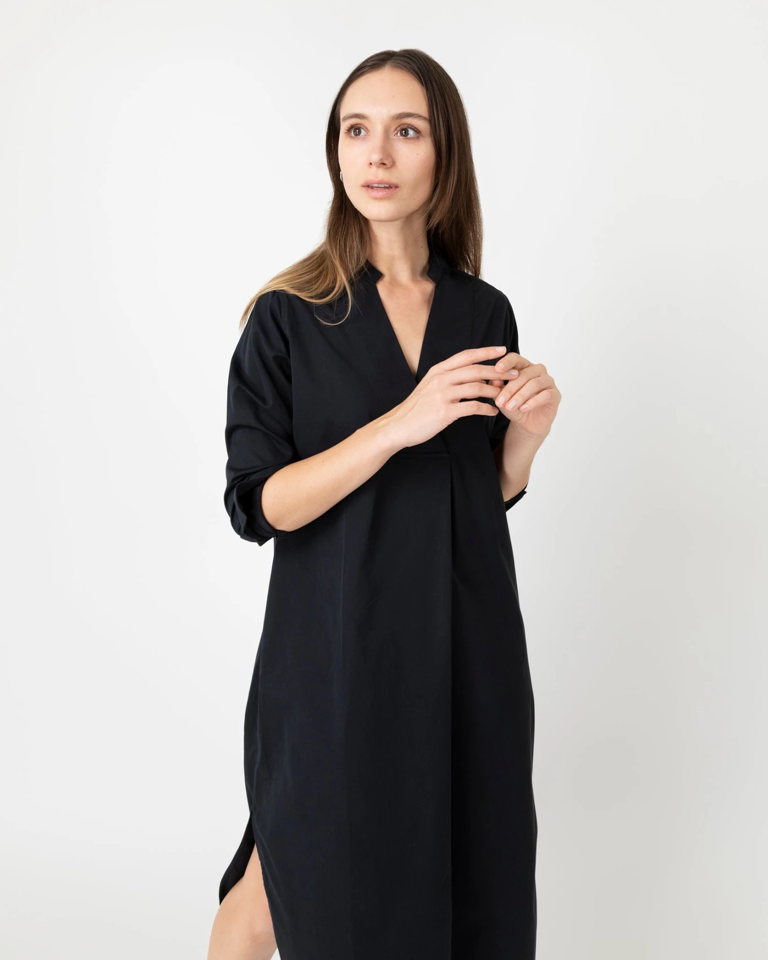 Nyala Dress In Black Poplin - Image 5