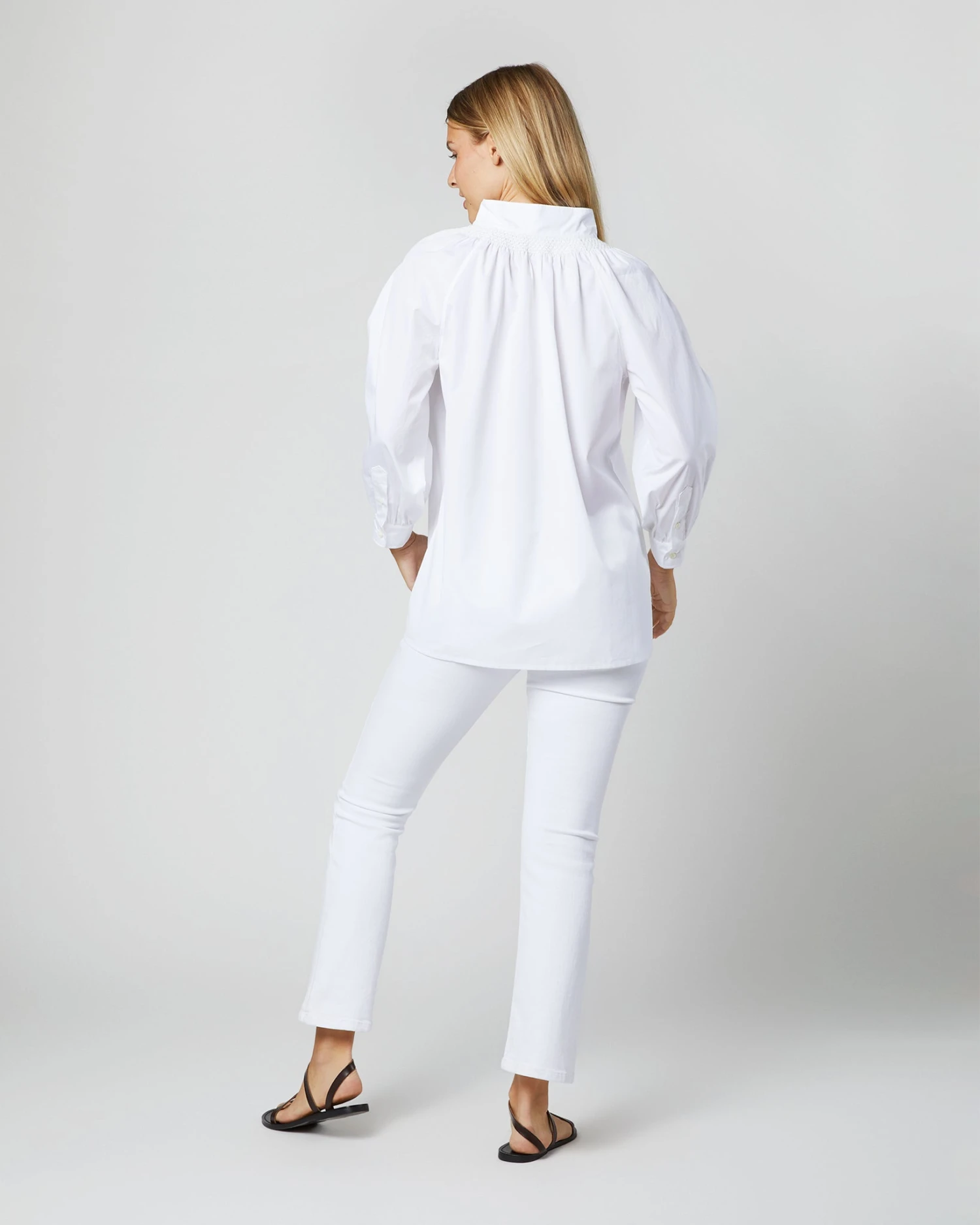 Maeve Smocking Top In White Poplin - Image 5
