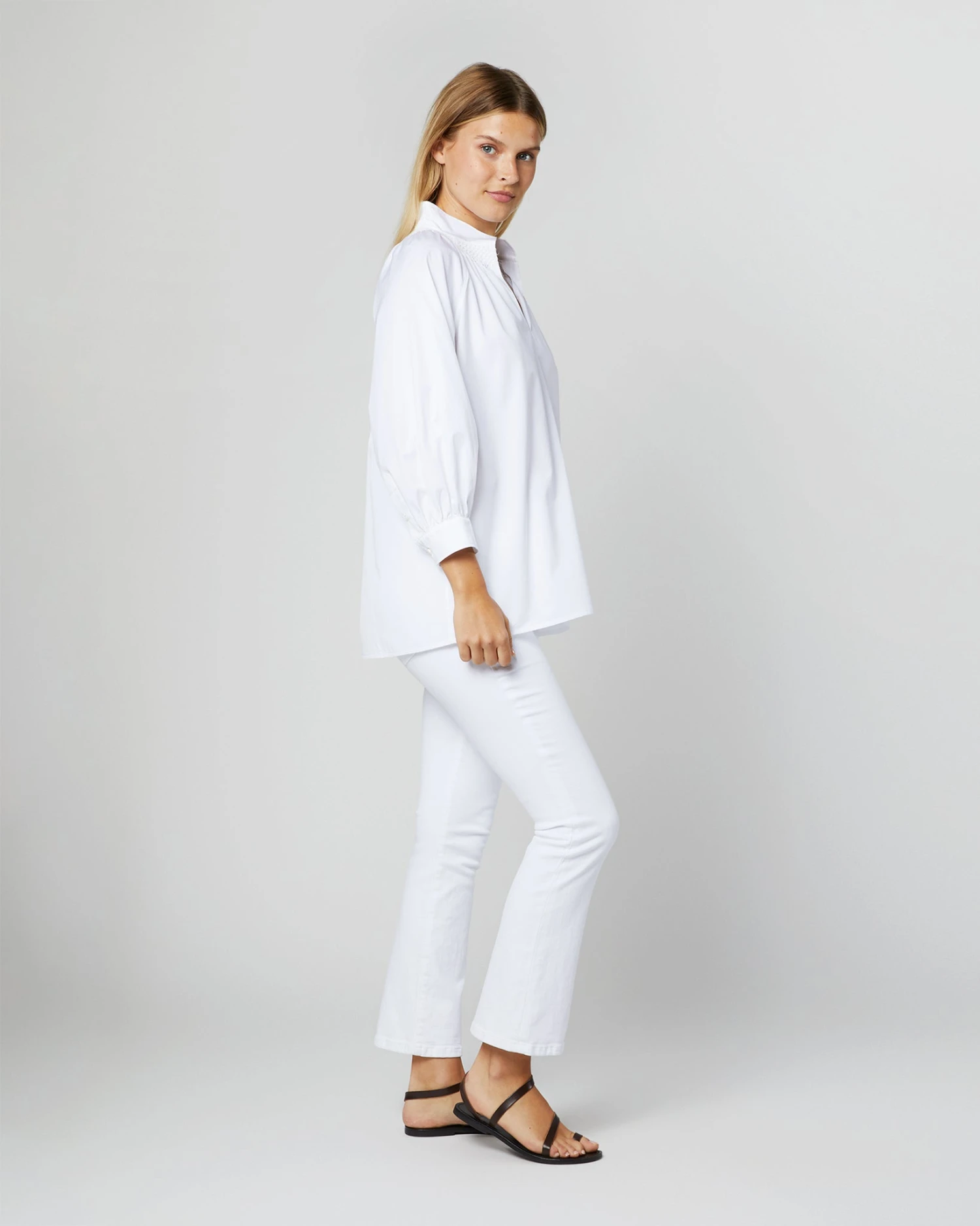 Maeve Smocking Top In White Poplin - Image 6