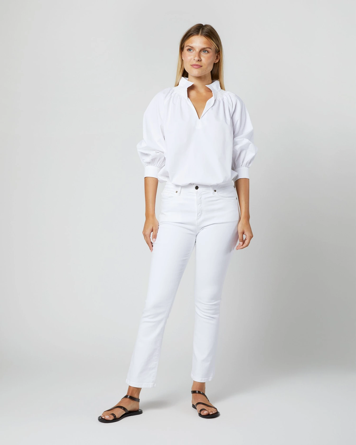 Maeve Smocking Top In White Poplin - Image 8