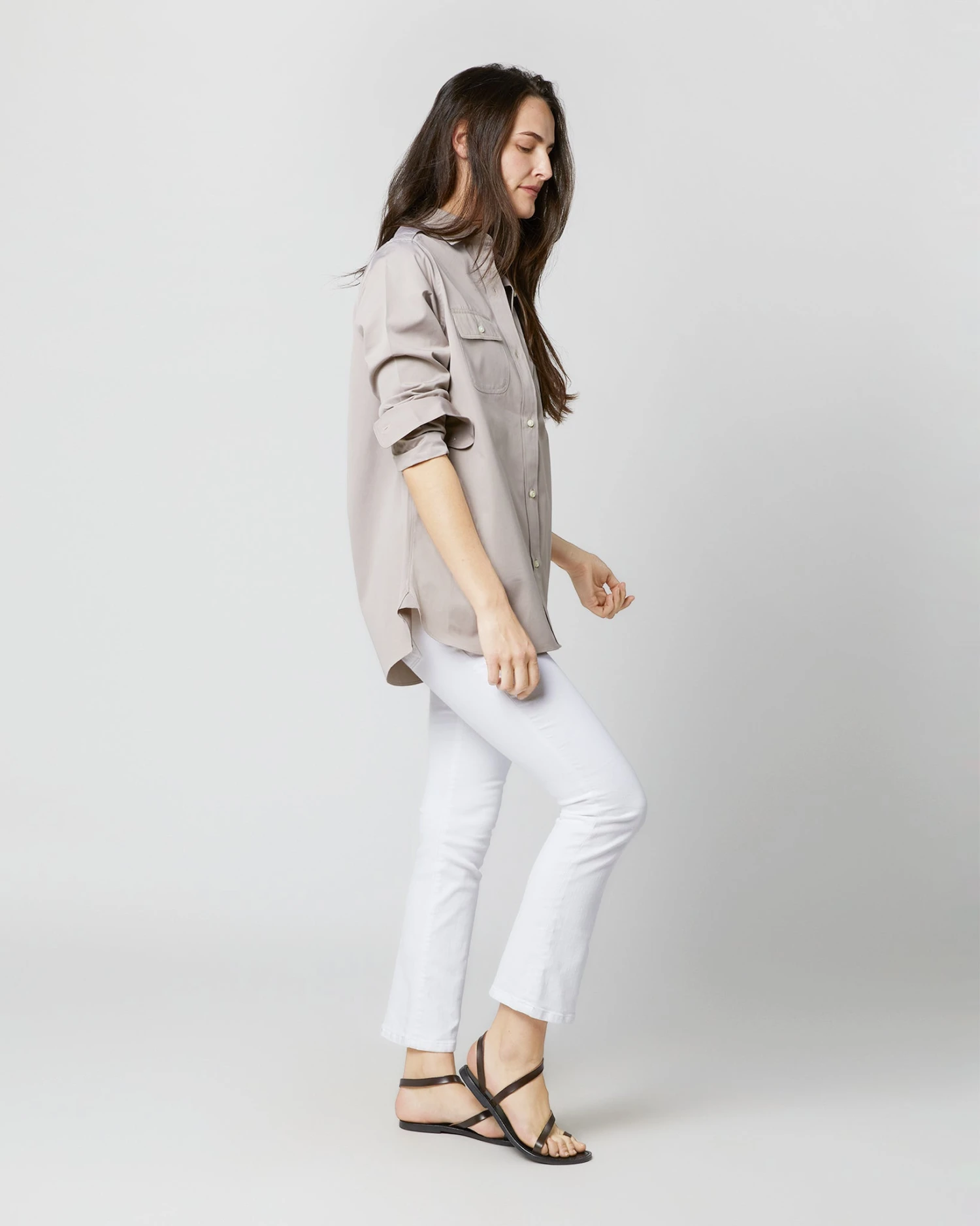 Safari Shirt In Taupe Poplin - Image 4