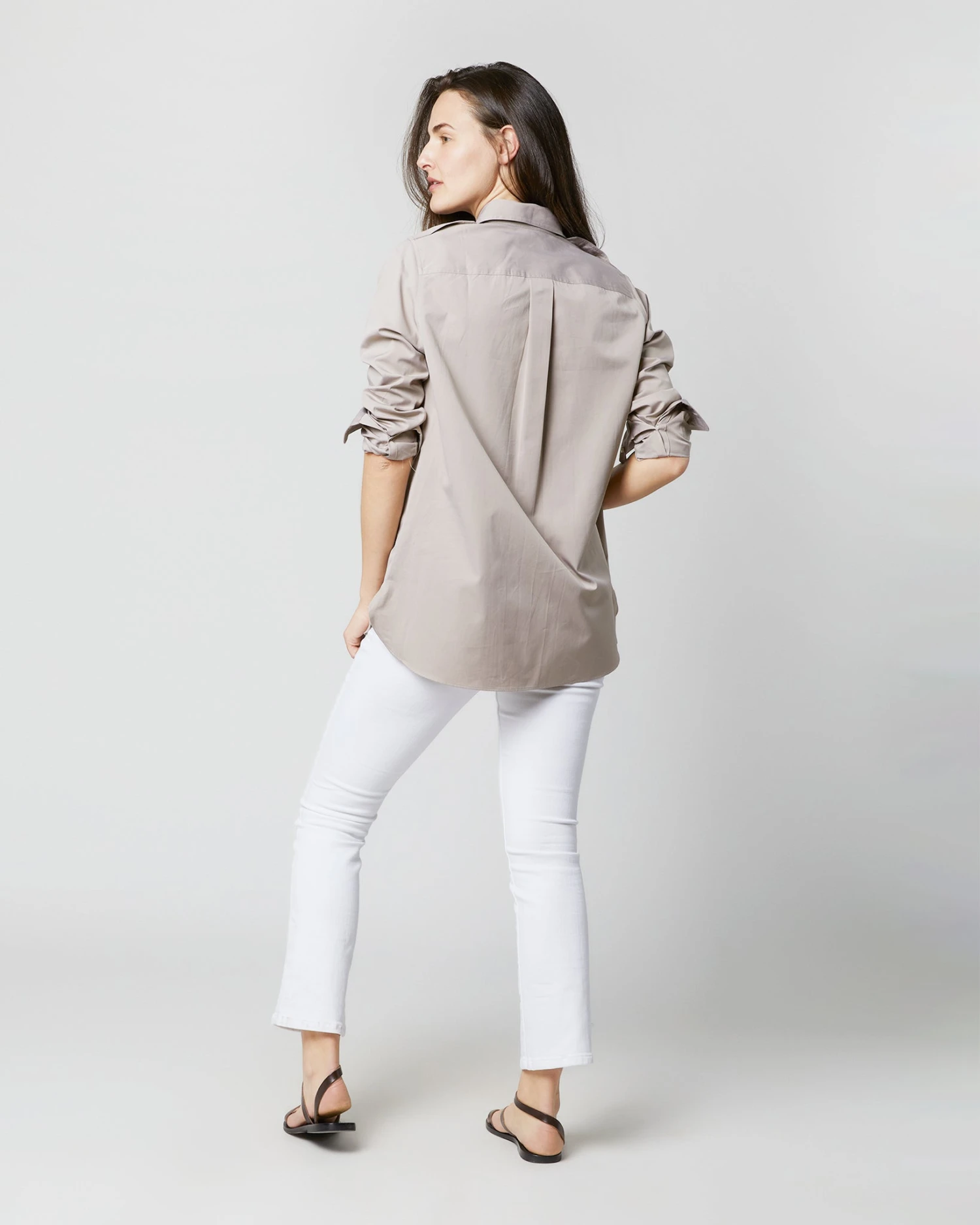 Safari Shirt In Taupe Poplin - Image 5