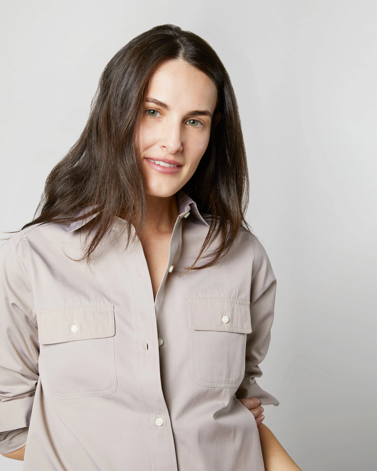 Safari Shirt In Taupe Poplin - Image 6