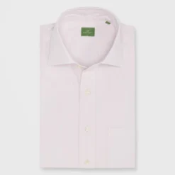 Spread Collar Sport Shirt In Pale Pink Garment-Dyed Poplin