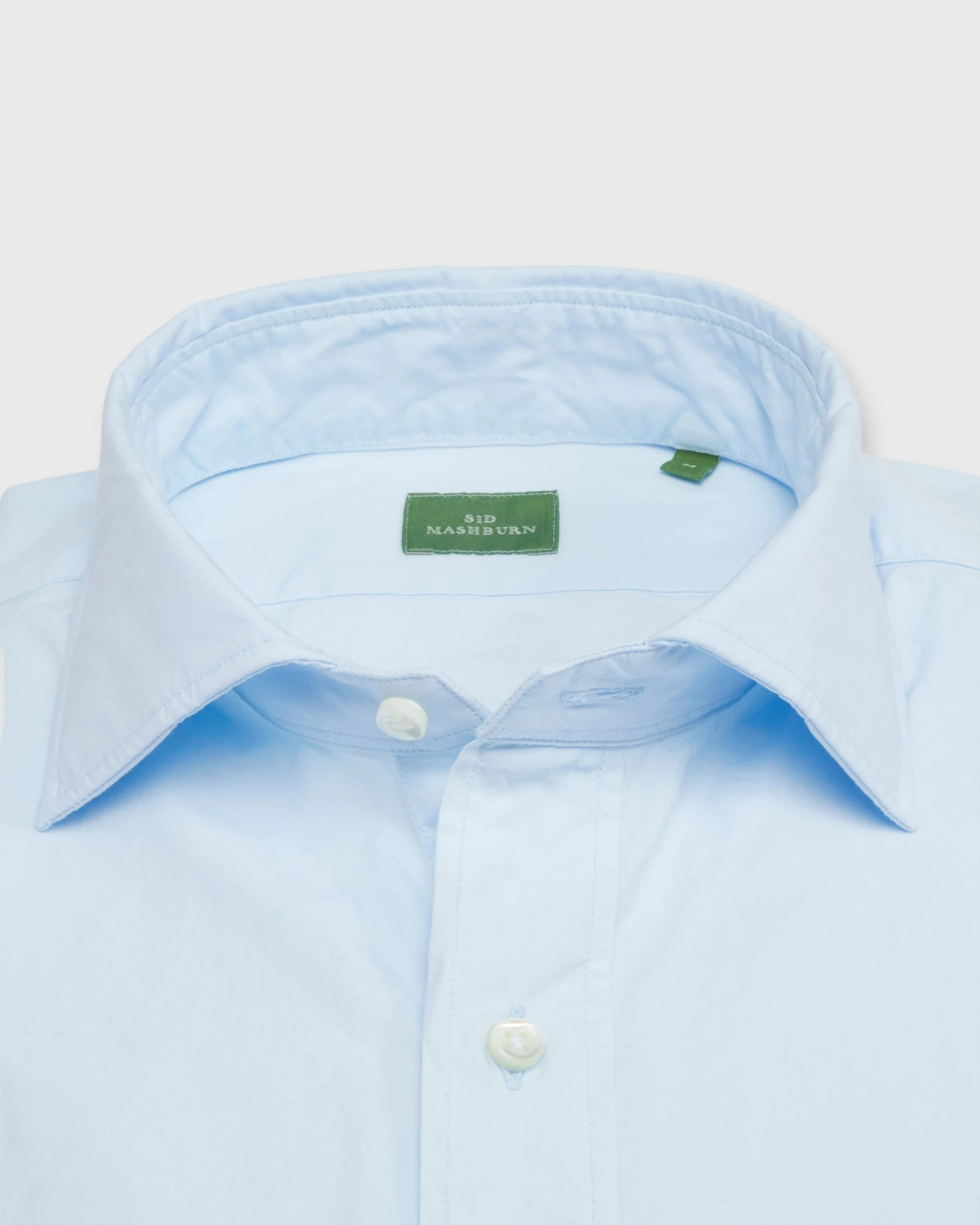 Spread Collar Sport Shirt In Pale Blue Garment-Dyed Poplin - Image 2