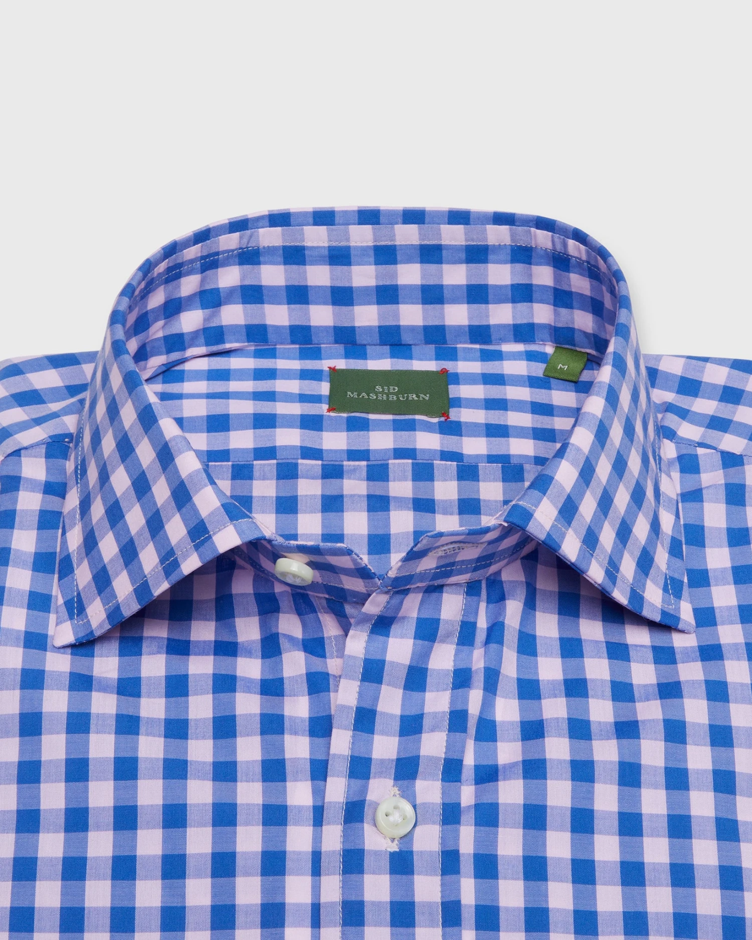 Otto Handmade Sport Shirt In Pink/Steel Blue Gingham Poplin - Image 2