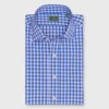 Otto Handmade Sport Shirt In Pink/Steel Blue Gingham Poplin