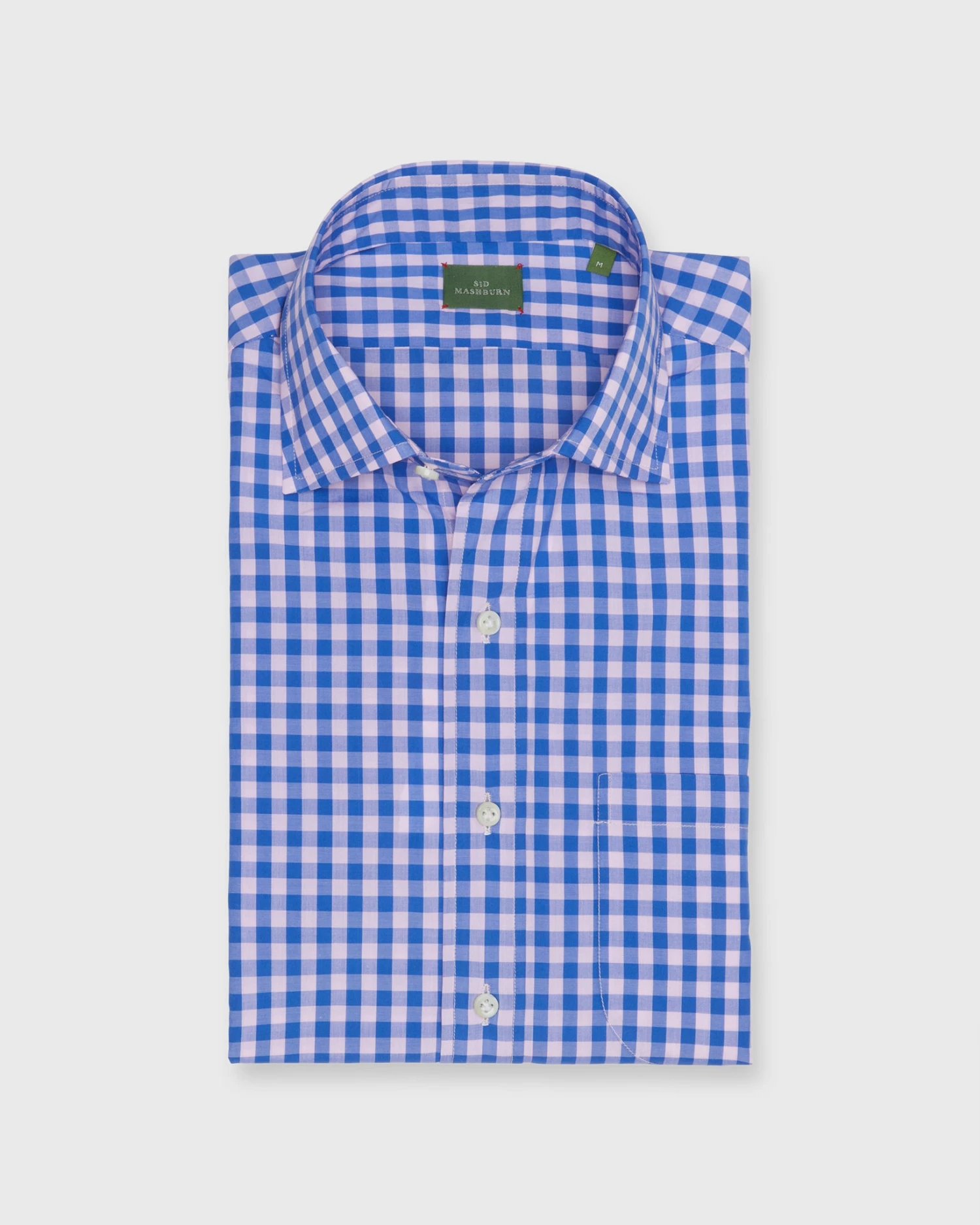 Otto Handmade Sport Shirt In Pink/Steel Blue Gingham Poplin