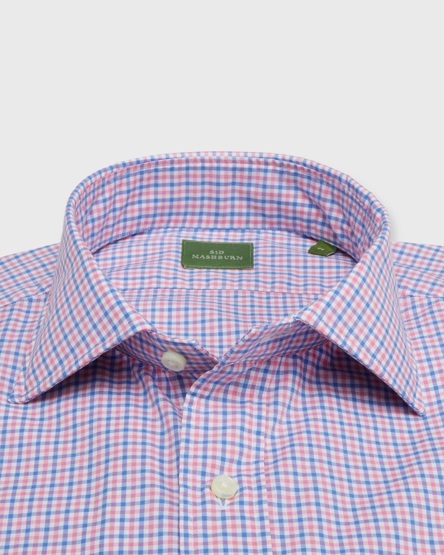 Spread Collar Sport Shirt In Pink/Dutch Blue Tattersall Poplin - Image 2